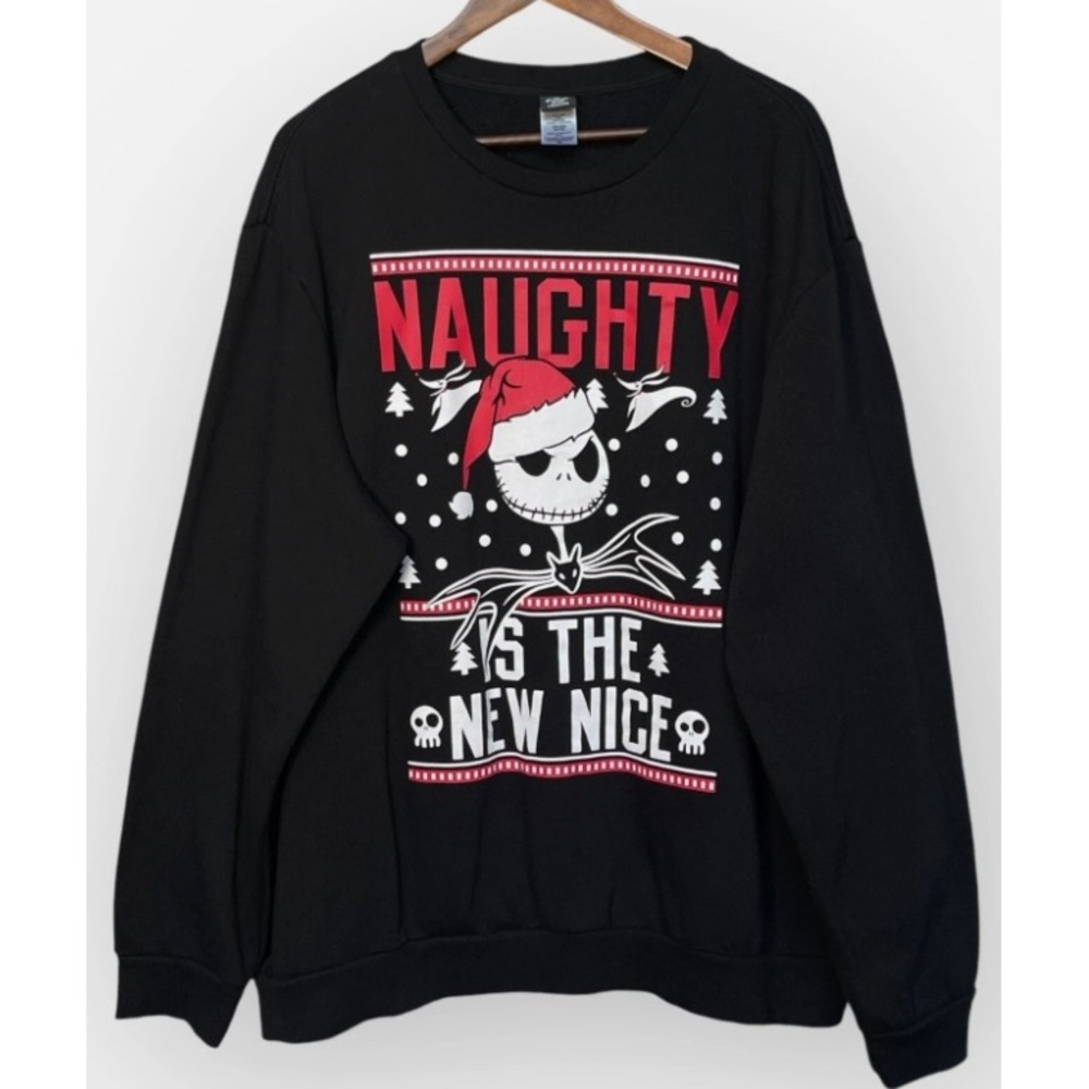 Disney Nightmare Before Christmas Jack Skellington Naughty v Nice Sweatshirt 3XL